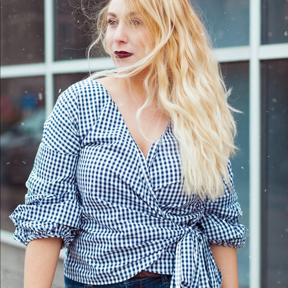 Gingham Wrap Top